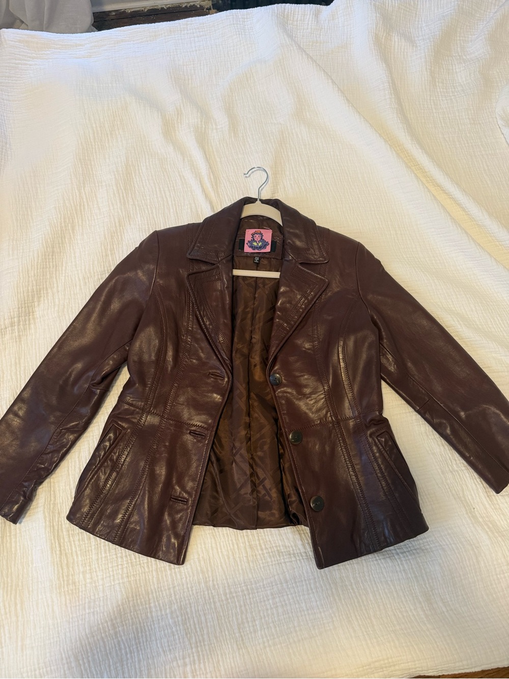 Women’s Brown Leather Blazer Jacket - Unbranded